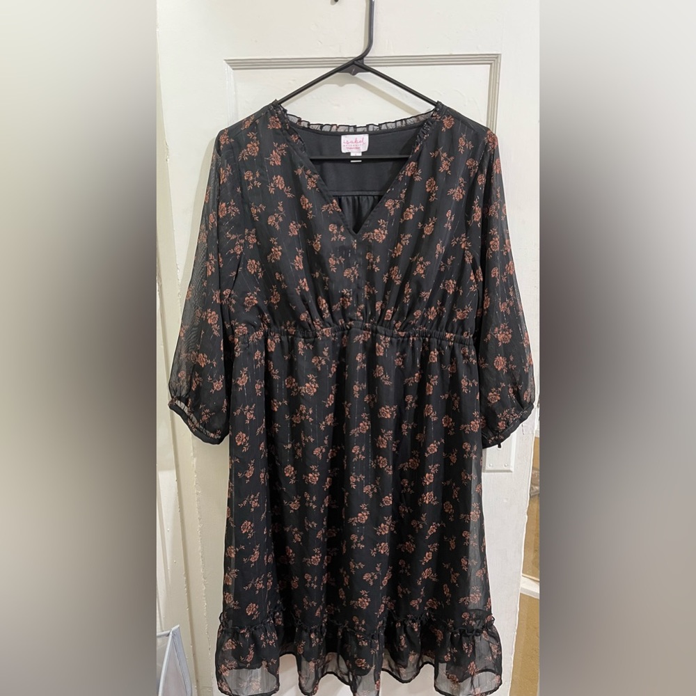 Isabel Maternity Large floral dress, black/brown, Used